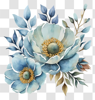 Watercolor Painting - Blue Flowers Watercolor Botanical Illustration Transparent PNG