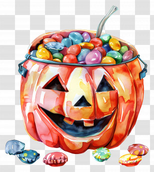 Halloween Basket - Pumpkin Candy Bucket For Halloween Transparent PNG