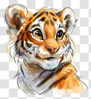 Tiger - Cartoon Tiger Cub Face Illustration Transparent PNG