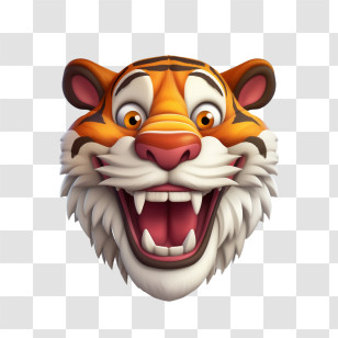 Tiger - Cute Cartoon Tiger Face With Playful Expression Transparent PNG