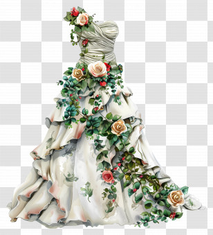 White Wedding Dress - Floral Wedding Dress Transparent PNG