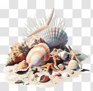Beachcombing - Seashell Collection On The Beach Transparent PNG