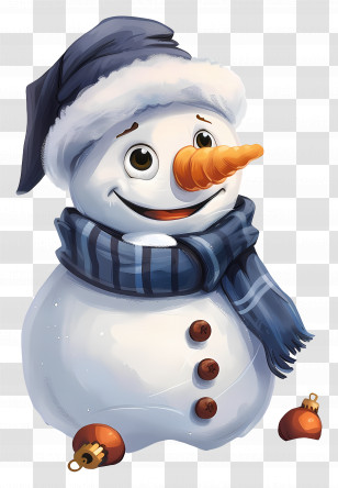 Christmas Snowman - Snowman With Hat And Scarf Transparent PNG