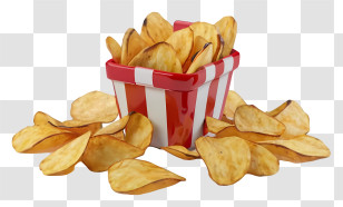 Cup Of French Fries - Potato Chips In Red Striped Container Transparent PNG