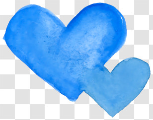 Cartoon - Blue Watercolor Heart Symbol Transparent PNG