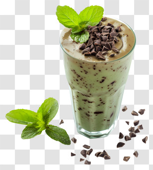 Chocolate Mint Day - Mint Chocolate Shake With Mint Leaves Transparent PNG