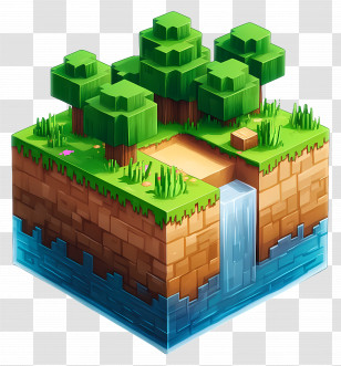 Minecraft - Creative Isometric Nature Block Landscape Design Transparent PNG