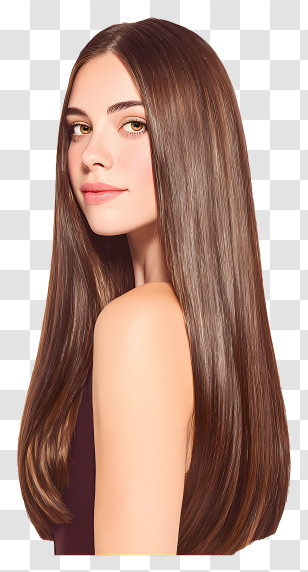 Long Straight Shiny Hair - Elegant Woman With Sleek Long Hair Transparent PNG