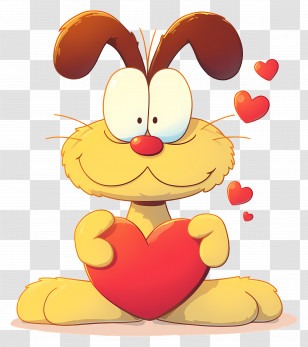 Cartoon Character - Smiling Cartoon Dog With Hearts Transparent PNG