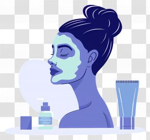 Spa Face Mask - Woman With Face Mask Illustration Transparent PNG