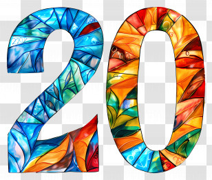 Number 20 - Colorful Number 20 Transparent PNG