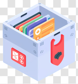 Cartoon - Organized File Box With Documents Transparent PNG