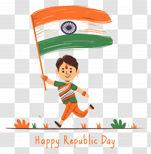 Indian Republic Day - Happy Republic Day With Indian Flag Transparent PNG