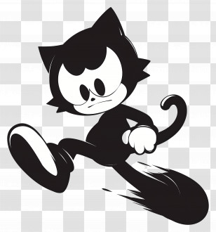 Felix The Cat - Classic Cartoon Cat Running Transparent PNG