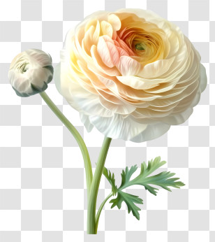 Realistic Elegant Ranunculus Flower - Soft Ranunculus Flower With Delicate Petals Transparent PNG