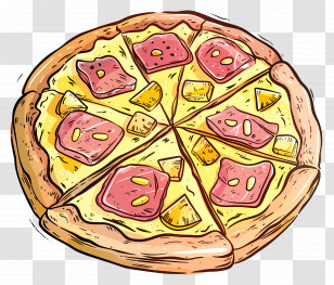 Hawaiian Pizza - Pizza Illustration With Toppings Transparent PNG