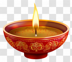Diwali Lamp - Diwali Decorative Oil Lamp With Glowing Flame Transparent PNG
