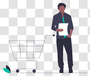 Shopping Cart - Man With Shopping Cart And List Transparent PNG