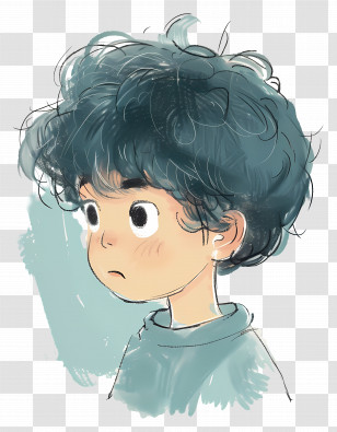 Child - Curly Haired Boy Drawing Transparent PNG