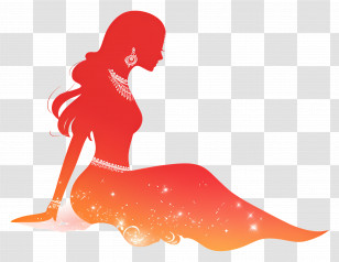 Karva Chauth - Elegant Woman Silhouette In Red Transparent PNG