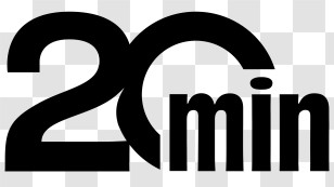 20 Minutes Logo - 20min Bold Typography Logo Transparent PNG