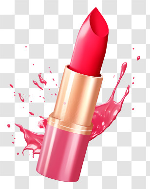 Pink Lipstick - Red Lipstick With Splash Transparent PNG