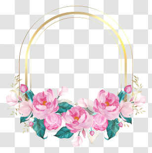 Wedding Invitation - Pink Floral Frame Transparent PNG