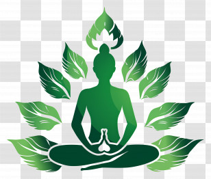 Yoga Symbol - Meditating Figure With Leaves Transparent PNG