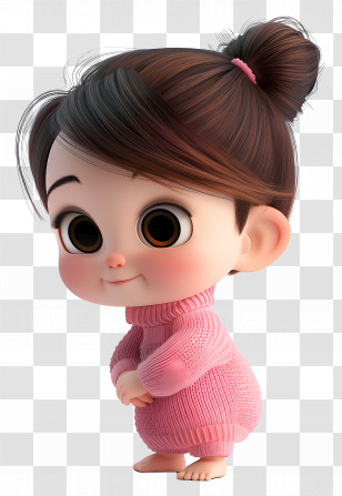 Baby Girl - Adorable Girl In Pink Sweater Transparent PNG