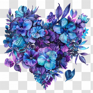Heart Flower - Heart-Shaped Floral Arrangement With Purple Flowers Transparent PNG