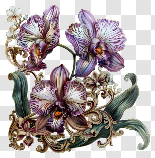 Orchid Day - Ornamental Orchid Flower Design Transparent PNG