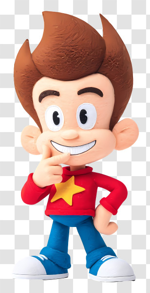 Jimmy Neutron - Brown-Haired Cartoon Boy With Star Shirt Transparent PNG