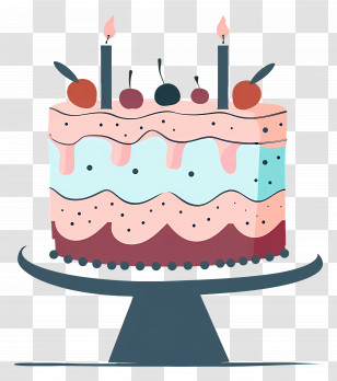 Cute Cake - Colorful Birthday Cake With Candles Transparent PNG