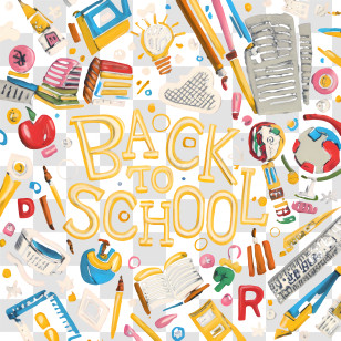 Back To School - Back To School Text With School Supplies Transparent PNG