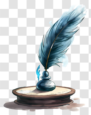Quill Inkwell - Vintage Quill And Ink Bottle Transparent PNG