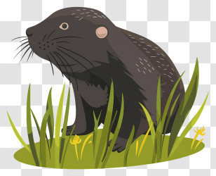 Mole Day - Black Rodent In Grass Transparent PNG