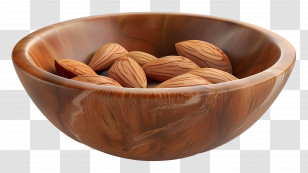 Almond Bowl - Almonds In A Wooden Bowl Transparent PNG