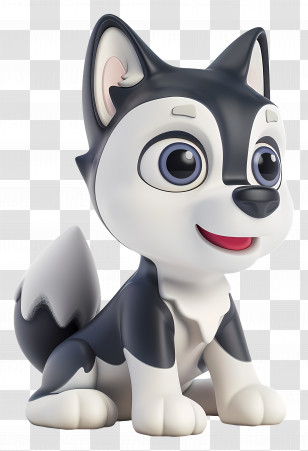 Husky Puppy - Adorable Cartoon Husky Puppy Toy Illustration Transparent PNG