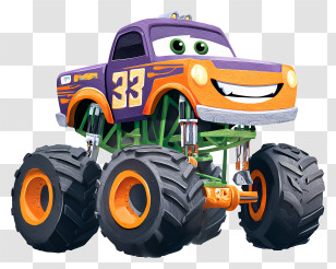 Monster Jam - Smiling Monster Truck With Big Wheels Transparent PNG