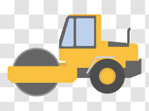 Icon - Yellow Road Roller Construction Illustration Transparent PNG