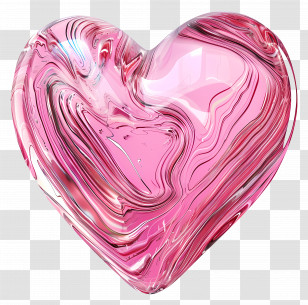 Pink Heart - Pink Glass Heart With Swirl Patterns Transparent PNG