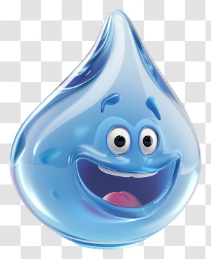 3d Cartoon - Smiling Water Droplet Cartoon Character Transparent PNG