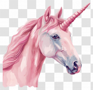 Pastel Unicorn - Pink Unicorn Fantasy Illustration Transparent PNG