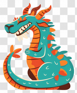 Cute Dragon - Colorful Fantasy Dragon Cartoon Design Transparent PNG