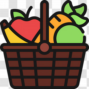Food Gift Baskets - Healthy Fruit Basket Icon Illustration Transparent PNG