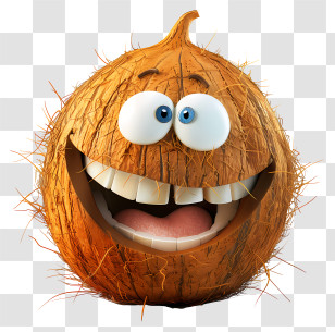 3d Cartoon Fruit - Smiling Coconut Cartoon Transparent PNG