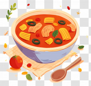 Tomato Soup - Bowl Of Italian Tomato Pasta Soup Illustration Transparent PNG