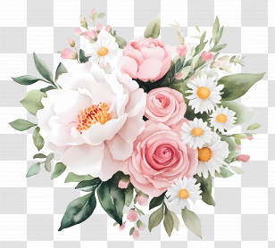 Pink Bouquet - Beautiful Pastel Flower Bouquet Transparent PNG