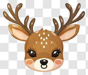 Deer - Cute Deer Face With Antlers Transparent PNG