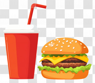 Burger Coca Cola - Fast Food Burger And Soda Combo Transparent PNG